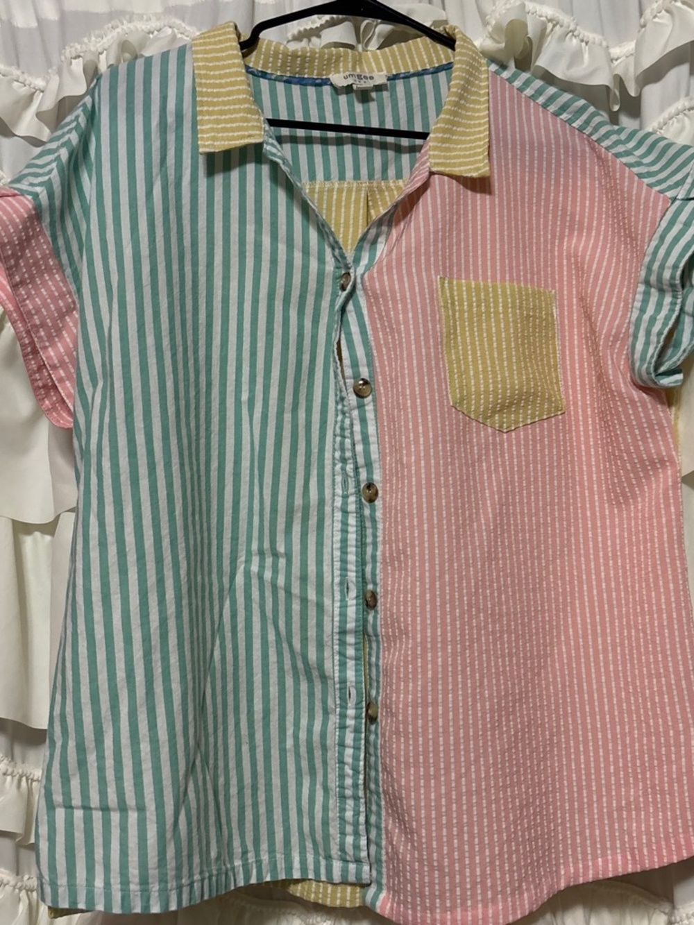 Color block button up